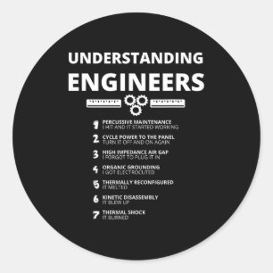 Adesivo Redondo Compreendendo Engenheiros - Engenheiro Sarcástico