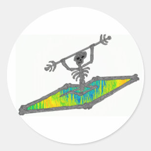 Adesivo Redondo Comprimento de onda de Kayak Bones