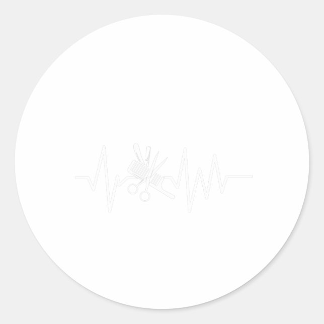 Adesivo Redondo Compro Barber - Batimento Cardíaco de Tesoura Barb (Frente)
