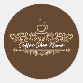 Adesivo Redondo Compro Café Moderno Nome Personalizar Personalizar