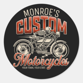Adesivo Redondo Compro de Ciclo de Motociclo do Esqueleto do NOME 
