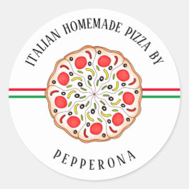 Adesivo Redondo Compro de negócios personalizado da pizza italiana