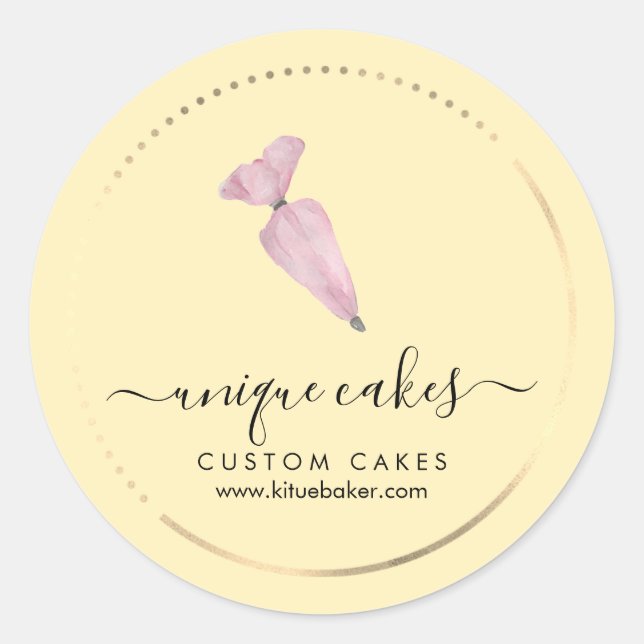 Adesivo Redondo Compro de pastelaria de pasta mole amarela (Frente)