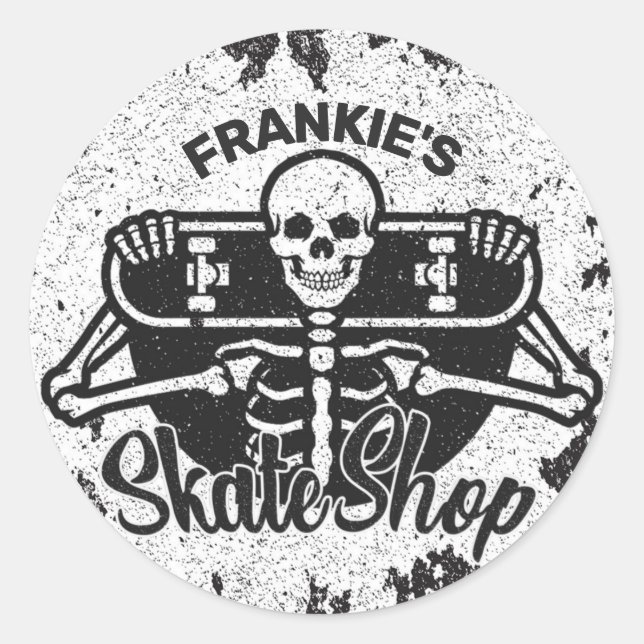 Adesivo Redondo Compro de Skate de skull Skateboard do ADD persona (Frente)