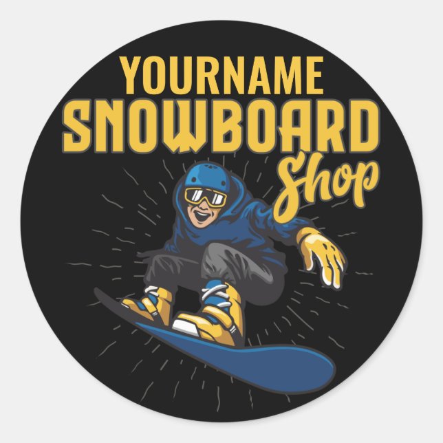 Adesivo Redondo Compro de Snowboard Personalizado da Borda de Neve (Frente)