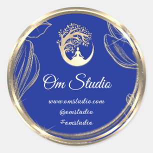 Adesivo Redondo Compro do logotipo do obrigado Yoga Mindful - Azul