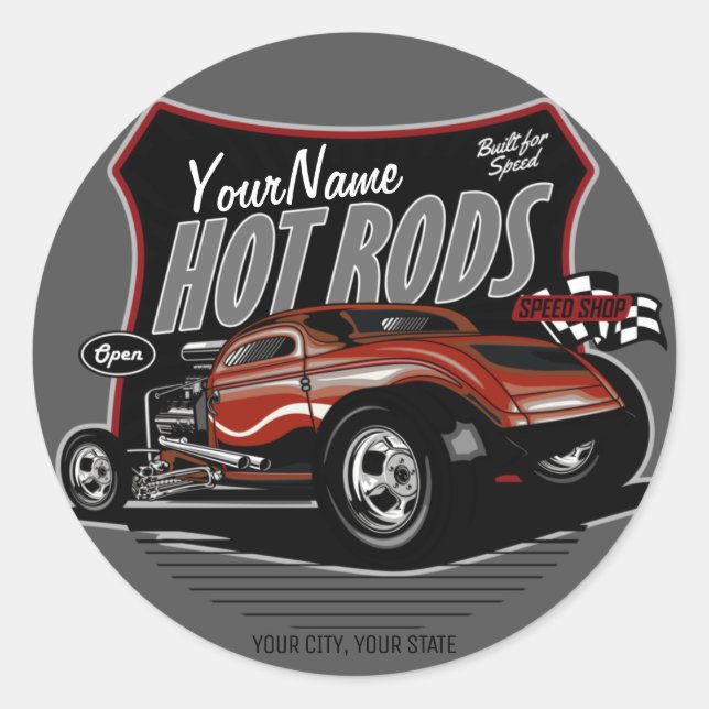 Adesivo Redondo Compro Personalizado de Velocidade do Soquete Verm (Frente)