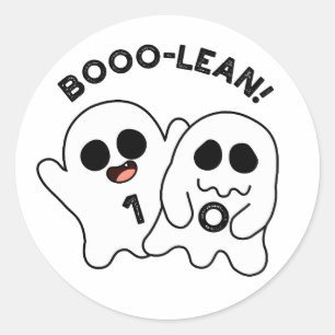 Adesivo Redondo Computador Engraçado Boo-lean Ghost Boolean Pun