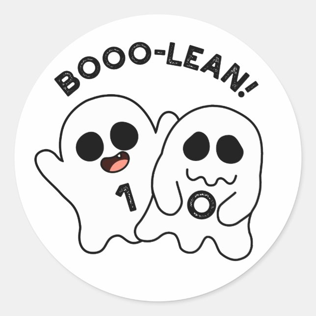 Adesivo Redondo Computador Engraçado Boo-lean Ghost Boolean Pun (Frente)
