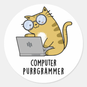 Adesivo Redondo Computador Purr-grammer - Gato Engraçado