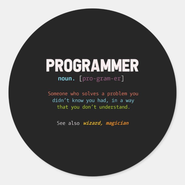 Adesivo Redondo Computer Geek Nerd Gift Funny Programmer  (Frente)