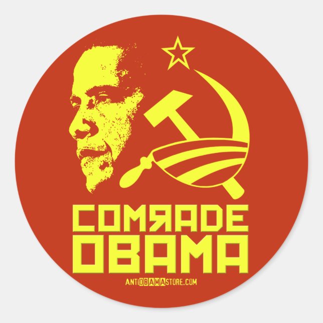 Adesivo Redondo Comrade Obama (Frente)