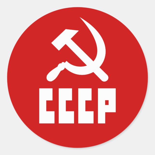 Adesivo Redondo Comunista CCCP Russo Hammer e Fingência (Frente)