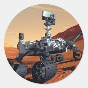 Adesivo Redondo Conceito Artístico do Rover de Marte Curiosity da 