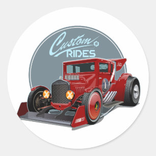 Adesivo Redondo Conceito de carro de retrocorrida personalizado