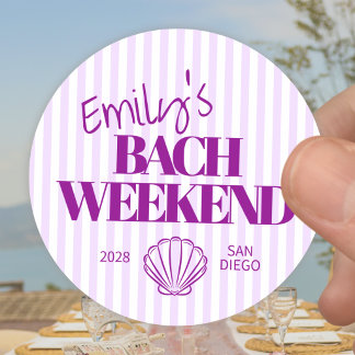Adesivo Redondo Concha de Fim de Semana de Bach Listrado Roxo Cost
