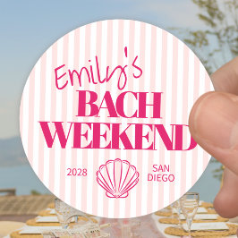 Adesivo Redondo Concha de Fim de Semana de Bach Striped Rosa Coste