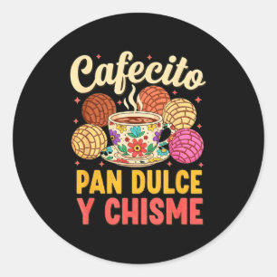 Adesivo Redondo concha mexicana hispânica café cafecito pão doce