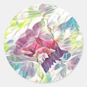 Adesivo Redondo Concha rosa no mar pintura em aquarela