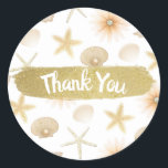 Adesivo Redondo Conchas e Flores de Peach Beach para Casamento Mod<br><div class="desc">Itens correspondentes disponíveis.</div>