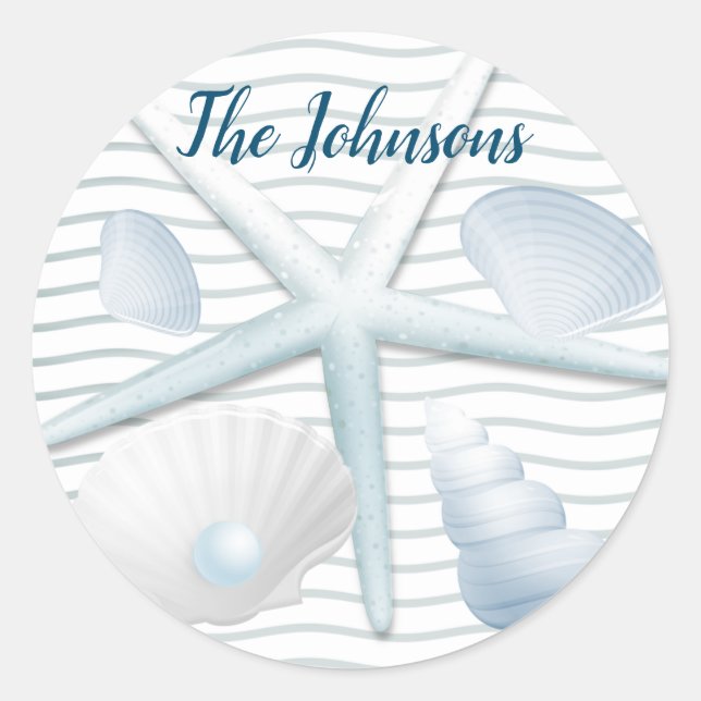 Adesivo Redondo Conchas e Pérolas (Frente)