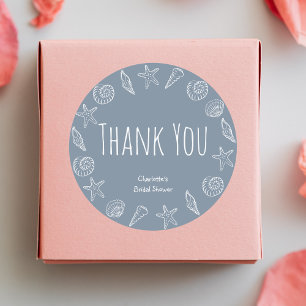 Adesivo Redondo Conchas Marinhas e Estrela do Mar Chá de Noiva Agr