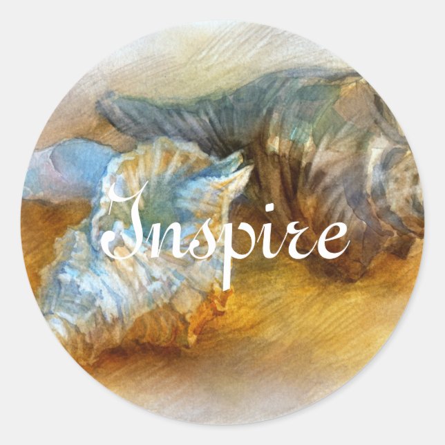 Adesivo Redondo Conchas na praia (Frente)