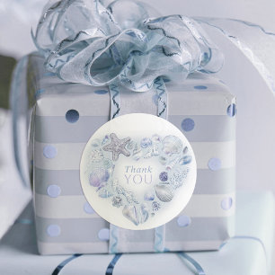 Adesivo Redondo Conchas obrigado de arte cardíaca você casou azul 