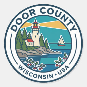 Adesivo Redondo Condado de Door Wisconsin