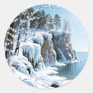 Adesivo Redondo Condado de Door Wisconsin Inverno Natal