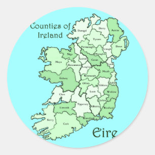 Adesivo Redondo Condados do mapa de Ireland