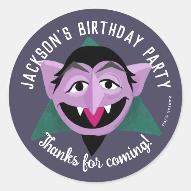 Adesivo Redondo Conde von Count Face Birthday (Frente)