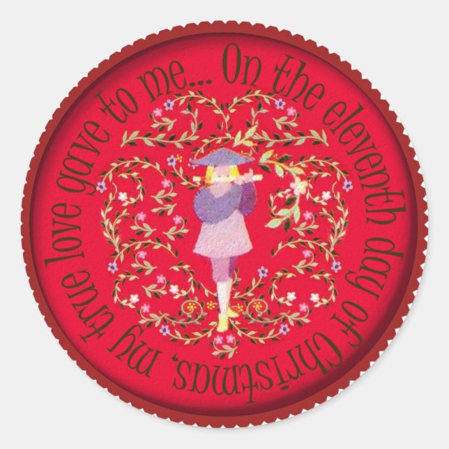 Adesivo Redondo Condução por meio de canos de onze gaiteiros (Frente)