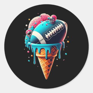 Adesivo Redondo Cone De Aquarela De Sorvete De Futebol Com Sprin