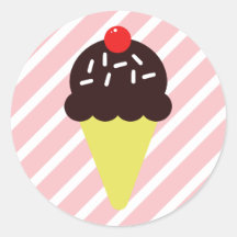 Cone de Sorvete de Chocolate Retroativo com faixas