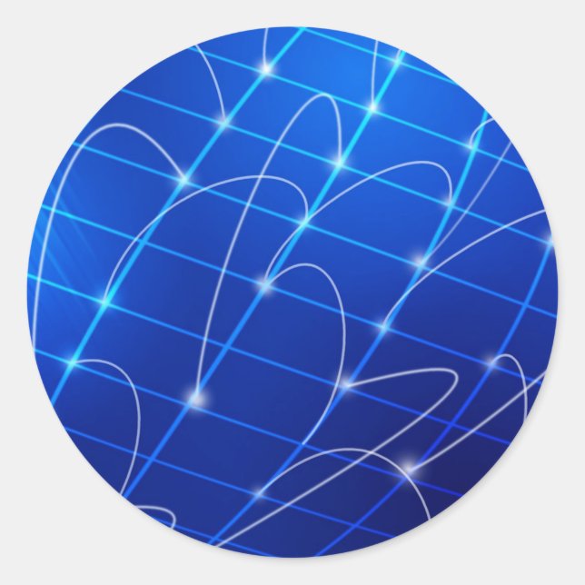 Adesivo Redondo Conexões de rede azul e branca (Frente)