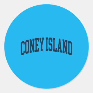 Adesivo Redondo Coney Island Nova York Lembrança Retro Elegante
