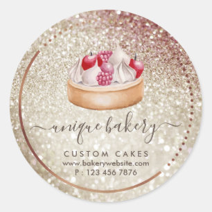 Adesivo Redondo Confeccionaria Grelhas de cheesecake de creme