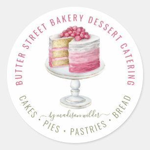 Adesivo Redondo Confeiteiro Chef de Pastelaria Aquarela Bolo Quadr