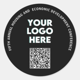 Adesivo Redondo Conferência Empresarial Logotipo Personalizado QR