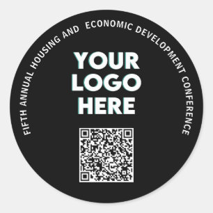 Adesivo Redondo Conferência Empresarial Logotipo Personalizado QR