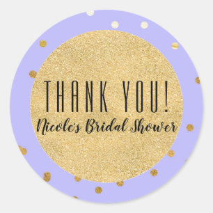 Adesivo Redondo Confetes Roxo e Dourado Pontos Favor Moderno de Fe