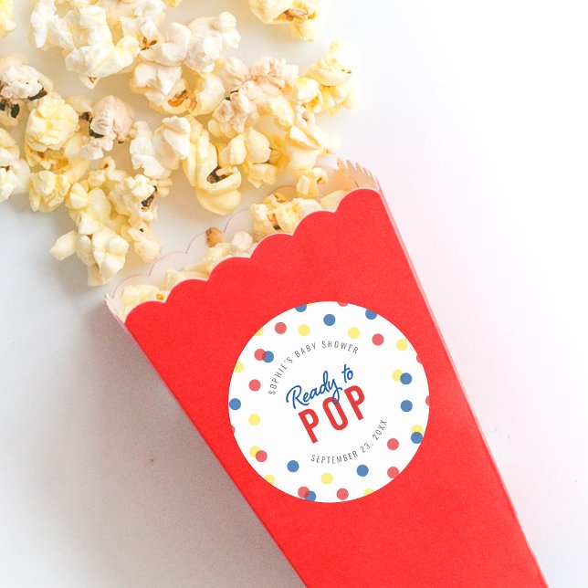 Adesivo Redondo Confetti Amarelo Vermelho Azul Pronto para Chá de  (Criador carregado)