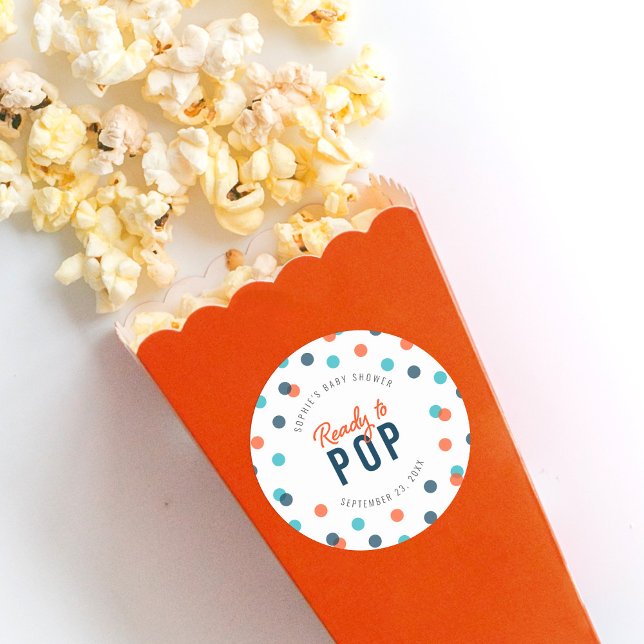 Adesivo Redondo Confetti Azul Laranja Escuro Pronto para Chá de fr (Criador carregado)