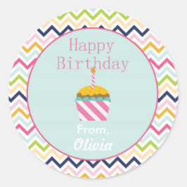 Adesivo Redondo Confetti Chevron - Autocolantes de Aniversário Per