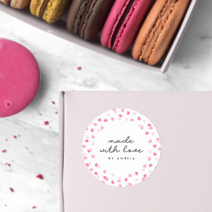 Adesivo Redondo Confetti De Corações Rosa Espalhados Feito Com A