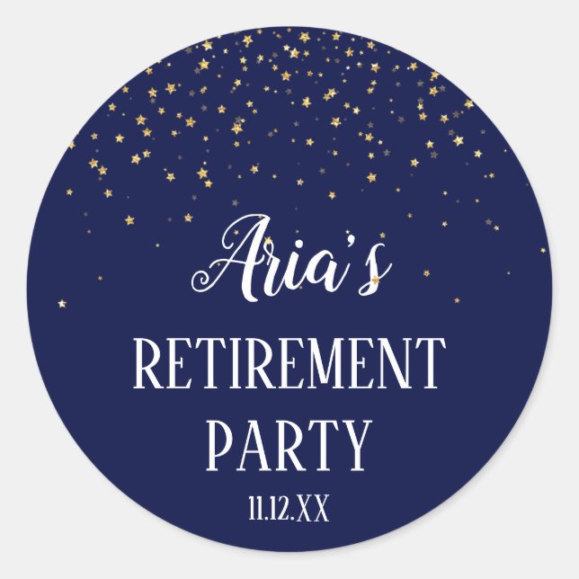 Adesivo Redondo Confetti Dourado em selos de envelopes azuis Marin (Frente)