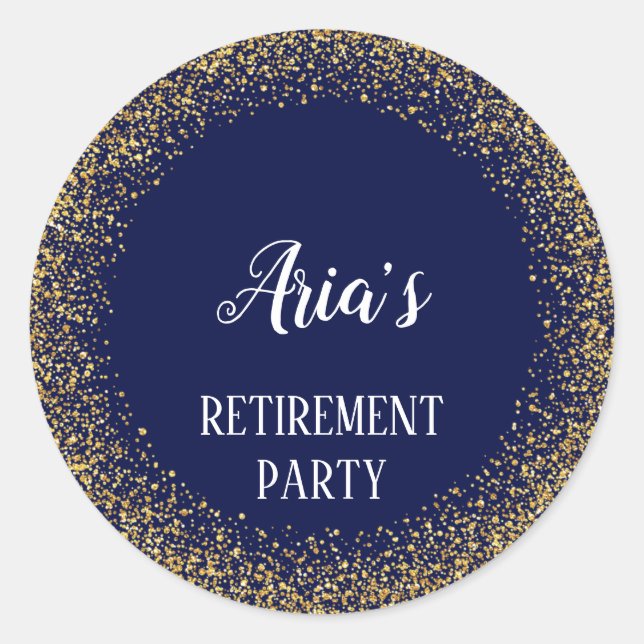 Adesivo Redondo Confetti Dourado em selos de envelopes de Marinho  (Frente)