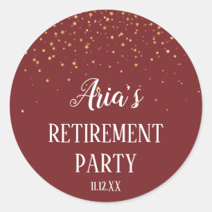 Adesivo Redondo Confetti Dourado no Selo de Envelope Burgundy