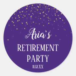 Adesivo Redondo Confetti Dourado no Selo de Envelope Roxo